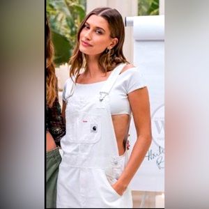 White overall shorts